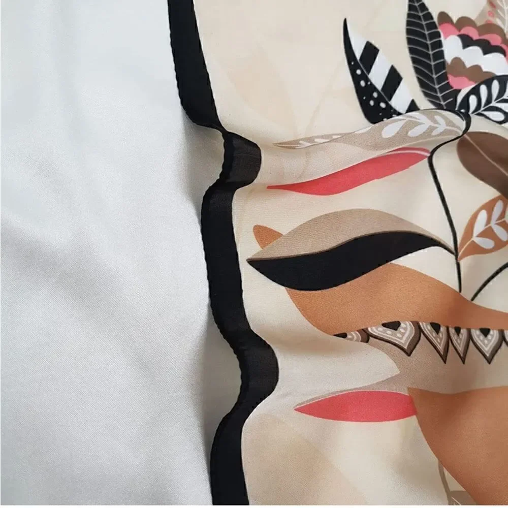 Cream Bird Silky Scarf